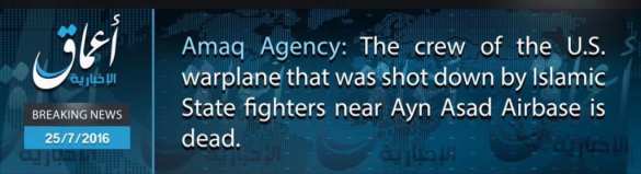 СРОЧНО: В ИГИЛ заявили, что сбит американский военный самолет | Русская весна