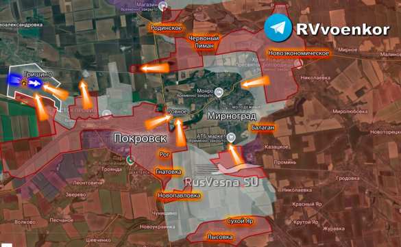 Бои в покровском котле: Армия России зашла в Гришино, продолжает зачистку Ровного, — Минобороны (КАРТА) | Русская весна
