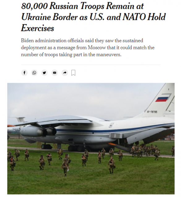 New York Times: Россия оставила на границе с Украиной 80 тыс. военных, это знак Западу | Русская весна