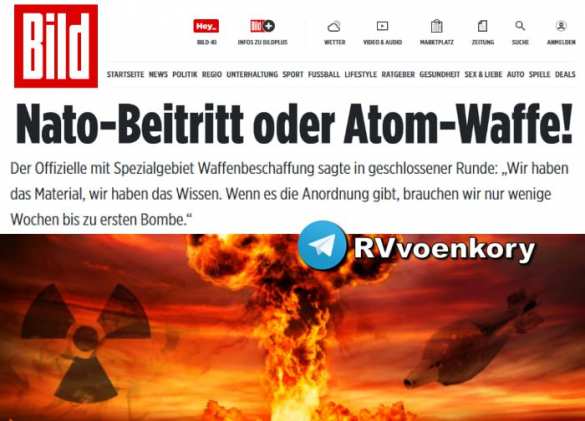 Украина за несколько недель может создать ядерное оружие для применения против России — Bild  | Русская весна