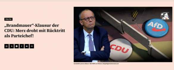 Мерц грозится уйти в отставку с поста председателя партии из-за её сближения с пророссийской АдГ  | Русская весна