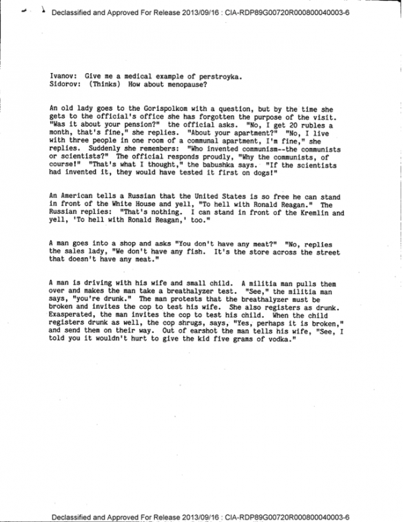 В архиве ЦРУ оказались советские анекдоты (ДОКУМЕНТ) | Русская весна