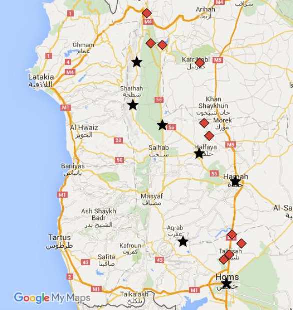 Сирия: карта ударов российской авиации и расположение наступательной группировки сирийской армии | Русская весна