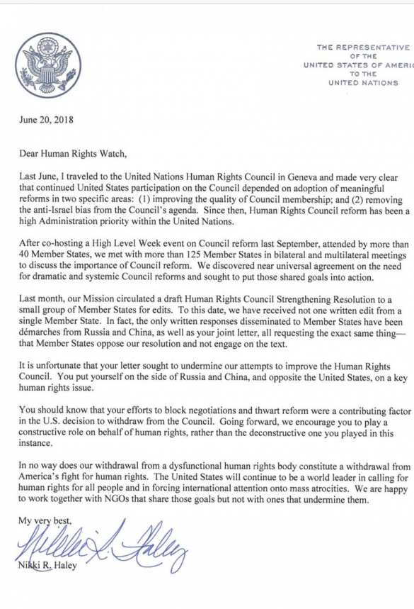 США нашли виновных в своём выходе из Совета по правам человека ООН (ДОКУМЕНТ) | Русская весна