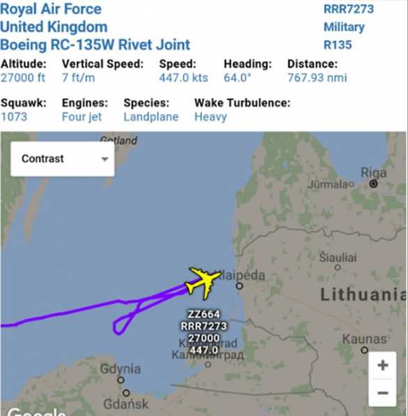 Сверхсекретная миссия: британский самолёт-разведчик отследили у границ России через мобильное приложение (КАРТА) | Русская весна