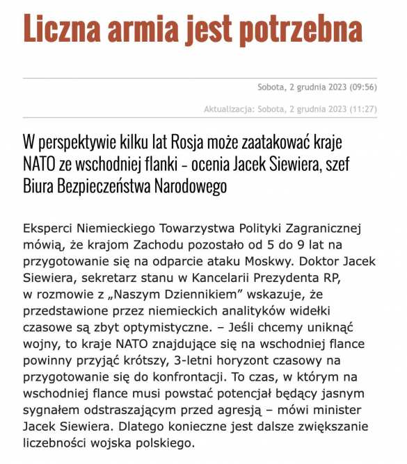 НАТО должно быть готово к прямой войне с Россией через 3 года, — глава Бюро нацбезопасности Польши | Русская весна