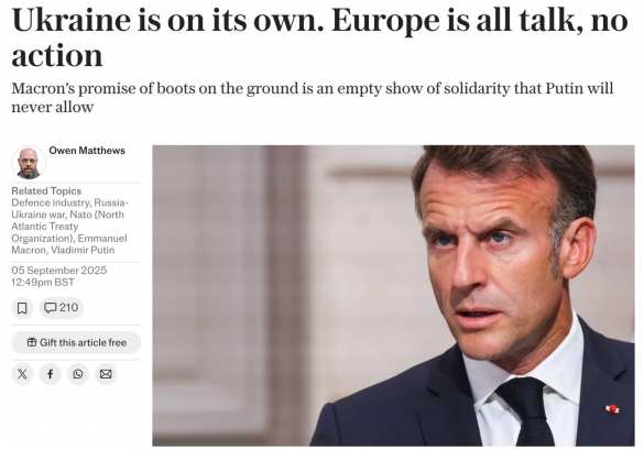 The Telegraph: обещания Макрона отправить солдат на Украину — «пустое проявление солидарности, которого Путин никогда не допустит» | Русская весна