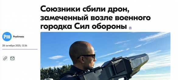 В Эстонии у военного городка Реэдо заметили два неизвестных дрона, один удалось сбить, — Генштаб страны | Русская весна