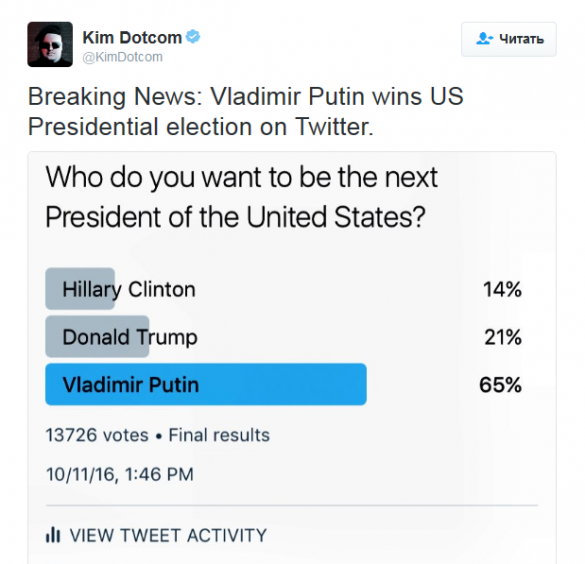 Путин побеждает Клинтон и Трампа в интернет-выборах президента США (ФОТО) | Русская весна