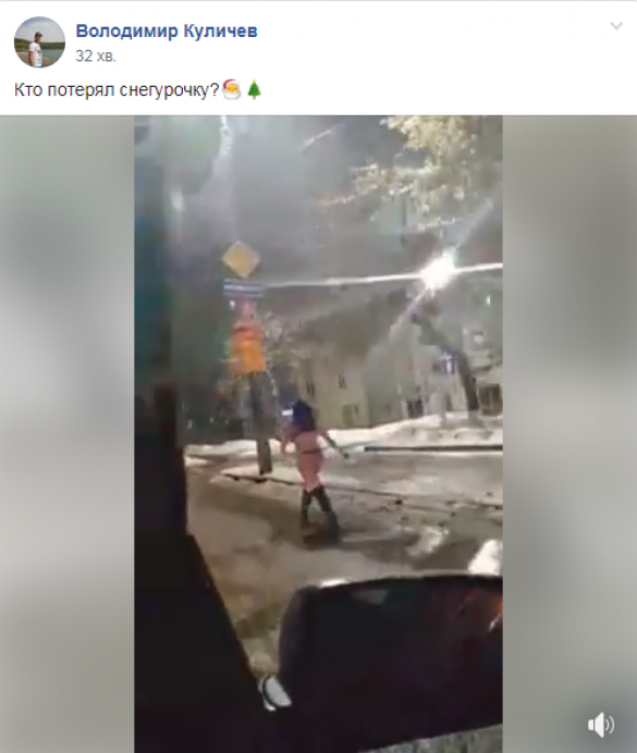 «Кто снегурочку потерял?»: на Украине по центру города шла полуголая девушка (ФОТО, ВИДЕО 18+) | Русская весна