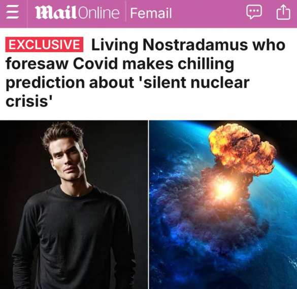 «Ядерный взрыв на пороге»: живой Нострадамус раскрыл, когда рухнет мир | Русская весна