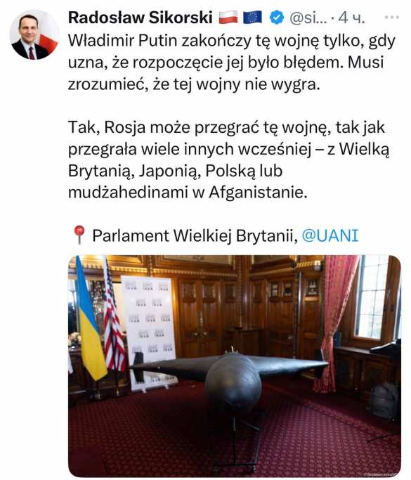 «Не может выиграть эту войну»: глава МИД Польши Сикорский вслух мечтает о поражении России | Русская весна