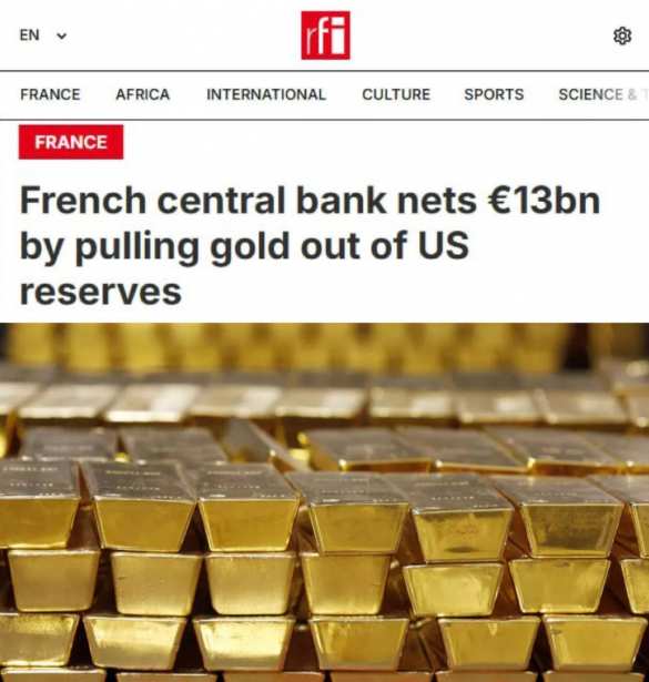 Французский центральный банк получил 13 млрд евро, изъяв золото из резервов США | Русская весна