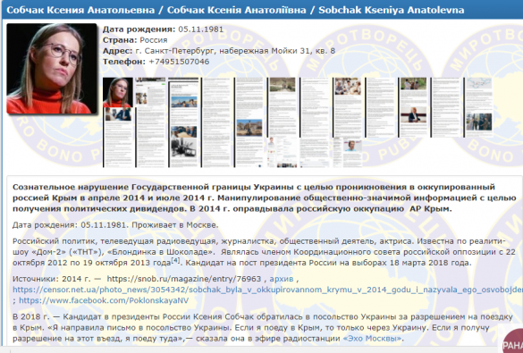 Зрада: Собчак попала на «Миротворец» | Русская весна