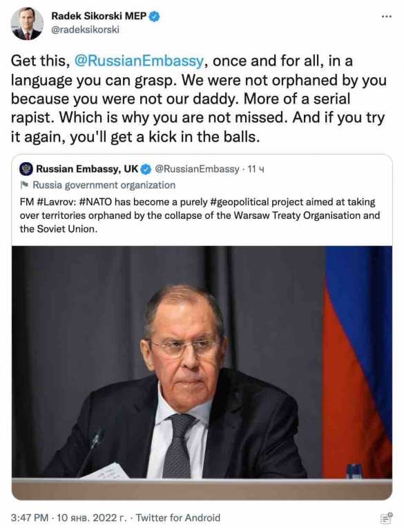 Экс-глава МИД Польши Сикорский пообещал дать России «по яйцам» (ФОТО) | Русская весна