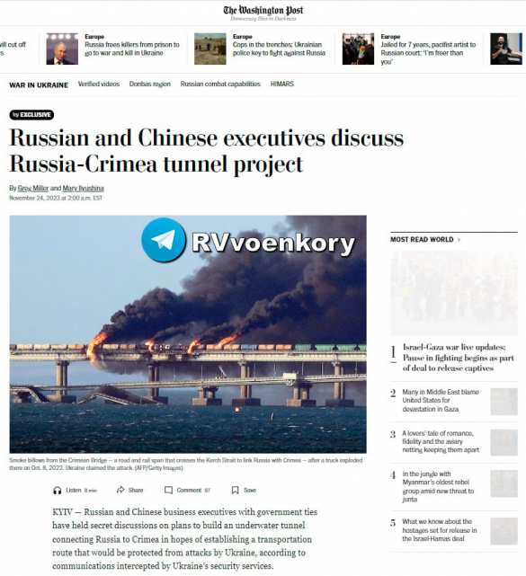 Россия и Китай обсуждают строительство подводного тоннеля под Керченским проливом — WP | Русская весна