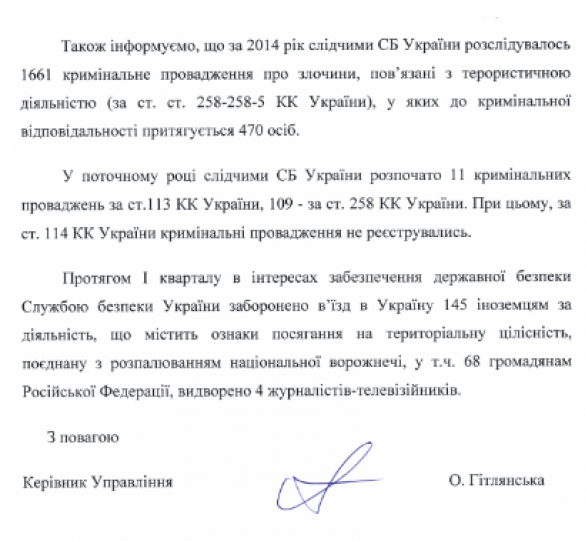 По данным СБУ, за все время «АТО» в тюрьму посадили аж одного «диверсанта» и одного «террориста» (документ) | Русская весна