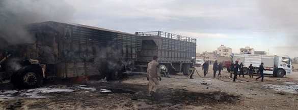 В Сирии на границе cгорела колонна грузовиков турецкого «гумконвоя», СМИ заявляют об авиаударе (ФОТО, ВИДЕО) | Русская весна