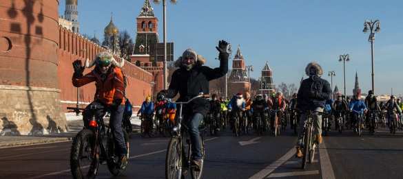 В Москве в 30-градусный мороз прошел велопарад (ФОТО, ВИДЕО) | Русская весна