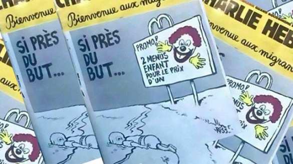 На газету Charlie Hebdo обрушился шквал критики за карикатуру на утонувшего ребёнка | Русская весна