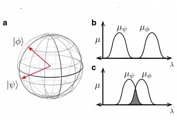 (a) Квантовые состояния системы отвечают векторам в абстрактном многомерном гильбертовом пространстве. (b) Онтологическая интерпретация предусматривает наличие непересекающихся распределений плотностей вероятности. (c) Эпистемологическая трактовка связана с пересечением таких распределений. Эксперимент подтвердил физическую реальность волновых функций | Русская весна