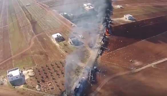 ШОК: разбомбленный ВКС РФ топливный конвой ИГИЛ — съемки с квадрокоптера (ВИДЕО) | Русская весна