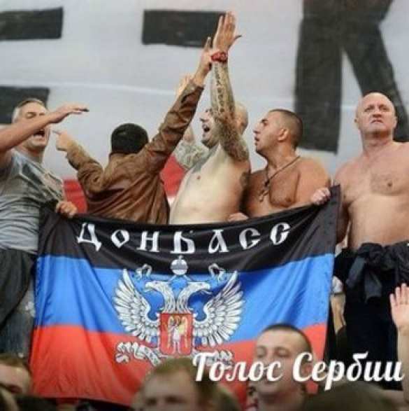 Сербские болельщики подняли в Москве флаг ДНР | Русская весна